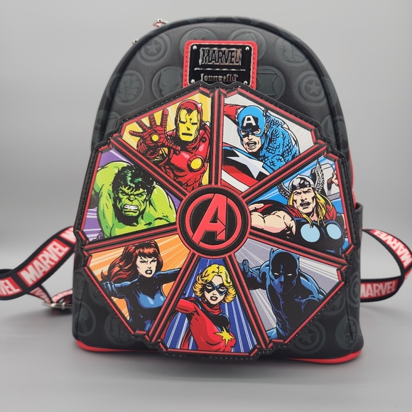 NWT Loungefly Avengers 60th Anniversary Mini Backpack Glow-In-The-Dark. - Picture 1 of 4
